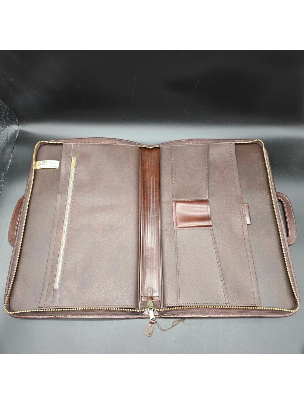 Vintage Wear Best Brown Top Grain Cowhide Leather Zip-Around Portfolio Briefcase